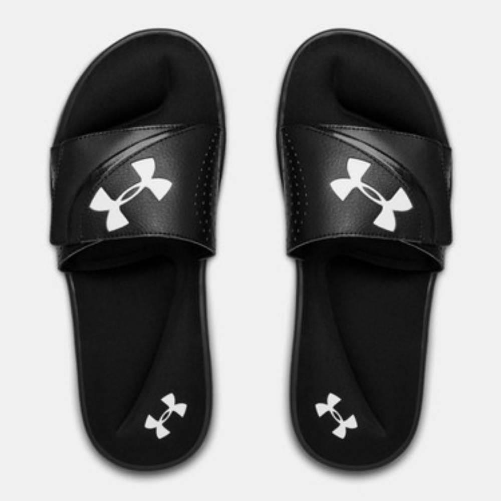 Under Armour Black and White Slide Sandals women’s